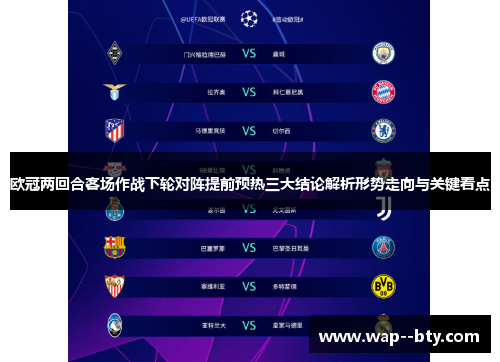 欧冠两回合客场作战下轮对阵提前预热三大结论解析形势走向与关键看点 欧冠两回合客场作战下轮对阵提前预热三大结论解析形势走向与关键看点